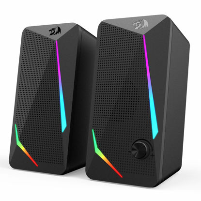 Picture of Redragon GS510 RGB Desktop Speakers, 2.0 Channel PC Computer Speaker with 4 Colorful LED Backlight Modes, Enhanced Bass and Easy-Access Volume Control, USB Powered w/ 3.5mm Cable