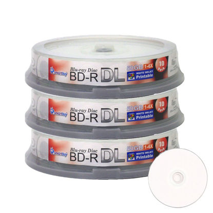 Picture of Smartbuy 50gb 6X Blu-ray Bd-r Dl Dual Layer Blank White Inkjet Printable Recordable Media Disc Spindle (30-Disc)