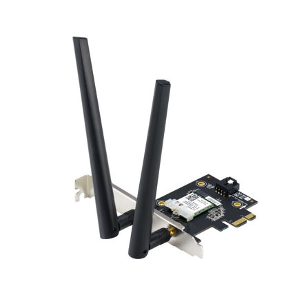 Picture of ASUS AX1800 PCIe WiFi Adapter (PCE-AX1800) - WiFi 6, Bluetooth 5.2, Ultra-Low Latency Wireless, 2 External Antenna, Supporting Total Data Rate up to 1800Mbps, WPA3 Network Security, OFDMA and MU-MIMO