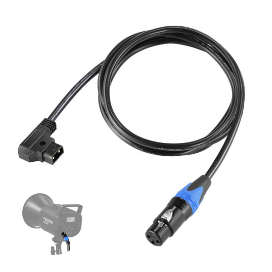 Picture of NEEWER D Tap Male to 3 Pin XLR Female Power Cable 6ft/1.8m for Continuous Video Lighting Power Supply by V Mount Batteries, Only for NEEWER FS150 FS150B FS230 FS230B LED Video Light, NC009