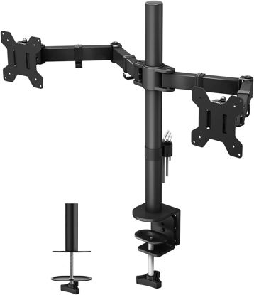 Picture of BONTEC Dual Monitor Desk Mount, Monitor Stand for 13-27 Inch LCD LED 2 Monitors, Ergonomic Full Motion Heavy Duty Double Arms Hold up to 22 lbs, VESA 75x75/100x100 mm