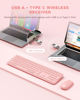 Picture of PEIOUS Wireless Keyboard and Mouse Combo, Cute Pink Keyboard & Mouse with USB and Type C Receiver, Full Size Wireless Mouse and Keyboard, Compatible for MacBook, Windows, Laptop, PC - Pink