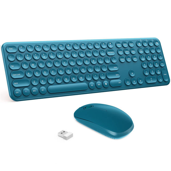 Picture of Wireless Keyboard and Mouse, Vssoplor 2.4GHz Ultra Slim Wireless Mouse Keyboard Combo with Round Keycaps for Windows, Laptop, PC, Computer (Sapphire Blue)