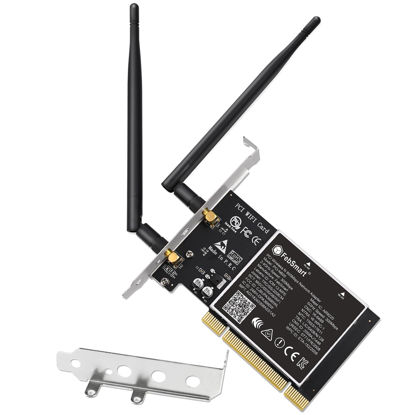 Picture of FebSmart Wireless N Dual Band 600Mbps (2.4GHz 300Mbps or 5GHz 300Mbps) PCI WiFi Adapter for Windows 11, 10, 8.x, 7, XP (32/64bit) and Windows Server Desktop PCs, PCI Interface WiFi Card (PCI-N600)