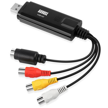 Picture of August VGB100 - External USB Video Capture Card - S Video/Composite to USB Transfer Cable - Grabber Lead for Windows 10/8 / 7 / Vista/XP