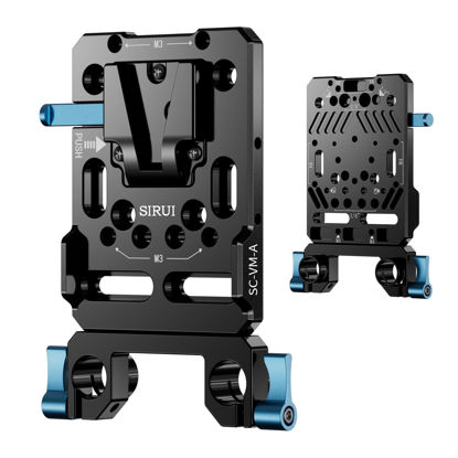 Picture of Sirui V Mount Battery Plate with Dual 15mm Rod Clamps, V Lock Mount Battery Baseplate Adapter for Camera Power Supply, SC-VM-A