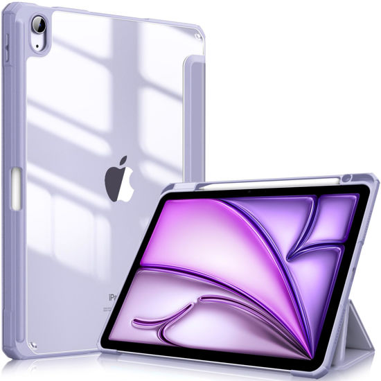 Picture of Fintie Hybrid Slim Case for iPad Air 11-inch M2 (2024), iPad Air 5th Generation (2022) / iPad Air 4th Gen (2020) 10.9 Inch -Shockproof Cover with Clear Back Shell & Pencil Holder, Lilac Purple