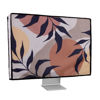 Picture of kwmobile Dust Cover for 20-22" monitor - Linen Monitor Protector with Design - Leaves and Pattern Black / Brown / White