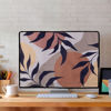 Picture of kwmobile Dust Cover for 20-22" monitor - Linen Monitor Protector with Design - Leaves and Pattern Black / Brown / White