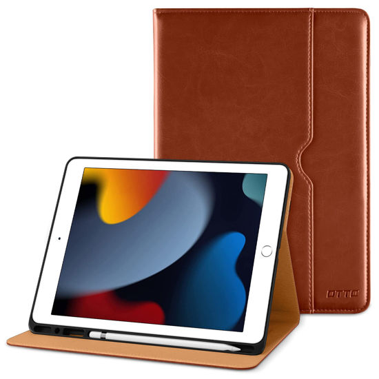 Picture of DTTO for iPad 9th/8th/7th Generation 10.2 Inch Case 2021/2020/2019, Premium Leather Business Folio Stand Cover with Apple Pencil Holder - Auto Wake/Sleep and Multiple Viewing Angles, Dark Brown