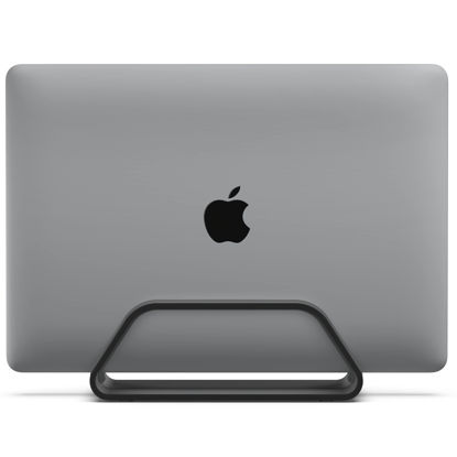 Picture of HumanCentric Vertical Laptop Stand for MacBook, Compatible with MacBook Pro Stand, MacBook Air Stand, Laptop Holder for Apple Laptop Desk Stand, Aluminum Laptop Vertical Stand, Black MacBook Stand