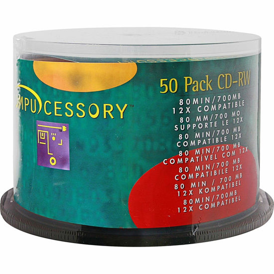 Picture of CCS72102 - Compucessory CD Rewritable Media - CD-RW - 12x - 700 MB - 50 Pack