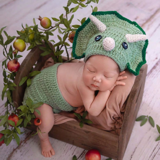 Picture of Ylsteed Newborn photography Outfits Girl Newborn Boy Photoshoot Outfits Crochet Dinosaur Set Baby Photography Props Hand knitted Cute Animal Infant Baby Photo Props