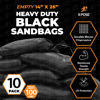 Picture of Heavy Duty Woven Polypropylene Sand Bags for Flooding -14" x 26" 100 lb Weight Limit - Military Grade Reusable Refillable Sand Bag for Hurricane Flood Protection - Empty Sandbags, Black, Bundle of 10