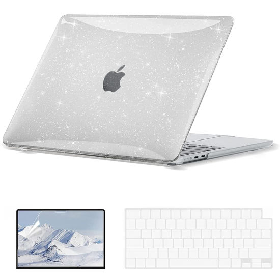 Picture of EooCoo Case Compatible with MacBook Air 13 inch 2024-2022 Release M3 M2 A3113 A2681, Glitter Hard Shell&Keyboard Skin Cover&Screen Protector for Mac Air 13.6 inch Case, Sparkly Clear