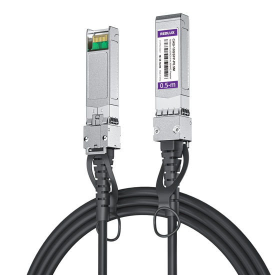 Picture of REDLUX 10G SFP+ DAC Passive Cable, SFP+ to SFP+ Direct Attach Copper Twinax Cable for Cisco SFP-H10GB-CU0.5M, Ubiquiti UACC-DAC-SFP10, TP-Link TL-SM5220-0.5M, Meraki, D-Link and more, 0.5-meter(1.6ft)