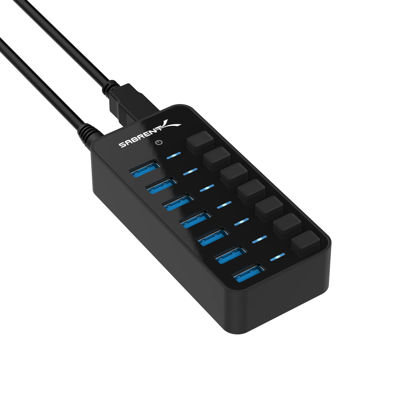 Picture of SABRENT 36W 7 Port USB 3.0 Hub with Individual Power Switches and LEDs Includes 36W 12V/3A Power Adapter (HB-BUP7)