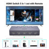 Picture of UGREEN HDMI Switch 5 in 1 Out 4K@60Hz, HDMI Splitter with Remote 5 Port HDMI Switcher Selector Support 3D CEC HDR HDCP2.2 Compatible with PS5/4/3 Xbox Nintendo Switch Roku TV Fire Stick Grey