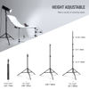 Picture of NEEWER Photography Light Stand 2.85-6.6ft/87-200cm, Spring Loaded Aluminum Tripod Stand with ø28mm Thicker Tube Diameter for Ring Light/LED Light/Strobe Flash/Softbox, Max Load 22lbs, ST-200