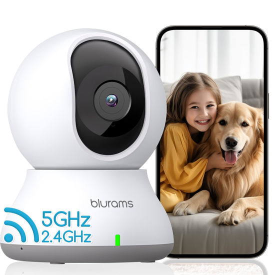 Picture of blurams Indoor Security Camera, 2K Pet Camera, 5GHz/2.4GHz Dual-Band, PTZ Dog Camera with Phone App, 360° Cameras for Home Security, 2-Way Audio, Motion Tracking, Night Vision, Siren, Cloud&SD