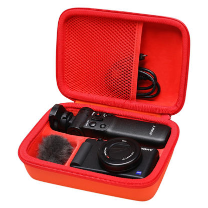 Picture of Hard Case for Sony ZV-1F / ZV-1 / ZV-1 II Digital Camera by LTGEM. Fits Vlogger Accessory Kit Tripod and Microphone - Travel Protective Carrying Storage Bag(Orange+Red)