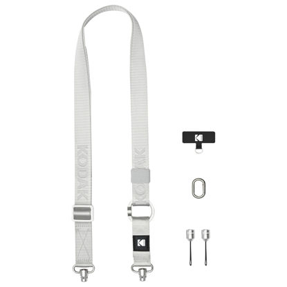 Picture of KODAK Multi-Purpose Camera Strap (Silver) - Quick-Detach System, Lightweight, Durable Metal Swivels, Multiple Usages, SLR Cameras, Compact Cameras, Smart Phones