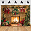 Picture of MAQTT 7X5FT Christmas Day Photography Background Vintage Fireplace Bonfire Christmas Tree Socks Family Gathering Decorations Banner Photo Backdrop Props