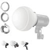 Picture of Godox ML-CD15 Dome Diffuser kit for Flash Light, with 3 adapters, Light Diffuser for Godox V1 AD100PRO AD200PRO V850II TT685II TT685 AD200 ML30 ML30Bi ML60 ML60Bi AD300PRO AD400PRO