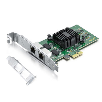 Picture of Gigabit Dual NIC with Intel 82576 Chip, 1Gb Network Card Compare to Intel E1G42ET NIC, 2 RJ45 Ports, PCI Express 2.1 X1, Ethernet Card with Low Profile for Windows/Windows Server/Linux