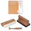 Picture of Vinyl Supply Co. Ultimate Record Cleaning Kit - 100% All-Natural Sapele Mahogany Wood 3-in-1 Brush Set - G.O.A.T. Hair Brush, Velvet Brush Pad, & Stylus Brush Cleaner