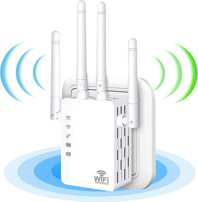 Picture of 2024 WiFi Extender - Wireless Signal Repeater Booster up to 9800 sq.ft - 1200Mbps Wall-Through Strong WiFi Booster-Dual Band 2.4G and 5G - 4 Antennas 360 Degree Full Coverage