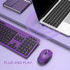 Picture of seenda Wireless Keyboard and Mouse Combo, 2.4GHz Wireless Quiet Keyboard Mouse with USB Receiver, Full Size Cute Keyboard Mouse Set for Windows Laptop Computer Desktop, Black and Purple