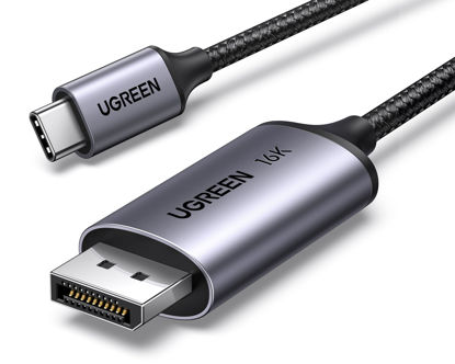 Picture of UGREEN USB C to DisplayPort 2.1 Cable 16K@30Hz 8K@120Hz 40Gbps Thunderbolt 4/3 to DisplayPort Cord Alu Braided Compatible iPhone 15 Pro Max, Galaxy S24, MacBook Pro/Air, iPad, Mac Mini, XPS 17, 6.6FT