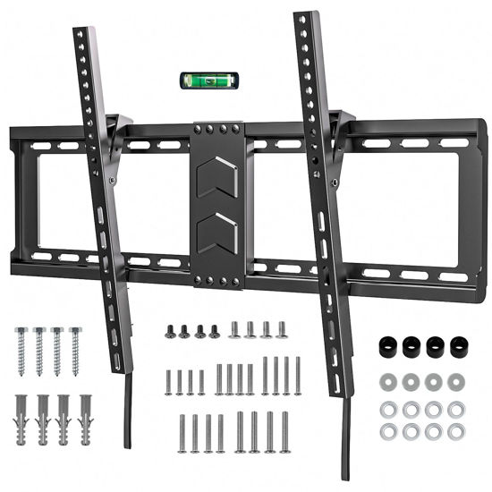 Picture of TV Wall Mount for Most 37-82 Inch, Low Profile Tilt Wall Mount TV Bracket for Flat/Curved TVs with Max VESA 600x400mm, Fits 16"-24" Studs Up to 132 lbs, Black