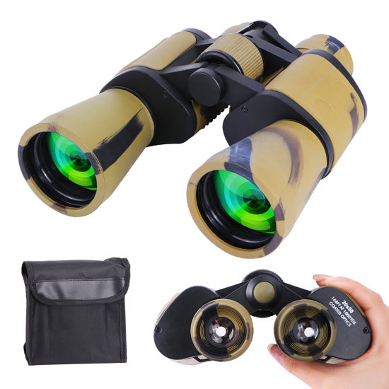 Picture of Binoculars 20x50 - Professional High Magnification HD Compact Binoculars for Bird Watching, Hunting, and Outdoor Activities - Low Light Night Vision, BAK-4 Prism - Portable, Durable, Easy (Desert)