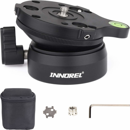 Picture of INNOREL Tripod Leveling Base, LB60 Leveling Base Half Ball with Offset Bubble Level and Bubble Level Bag for Canon, Nikon and Other DSLR Cameras with 1/4" Thread, Tripods and Monopods with 3/8" Thread