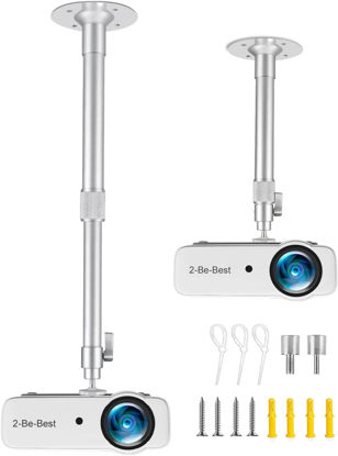 Picture of 2-Be-Best Upgraded Long Projector Mount, Universal Extendable Projector Ceiling Mount 23-42 in / 58-105 CM Sliver