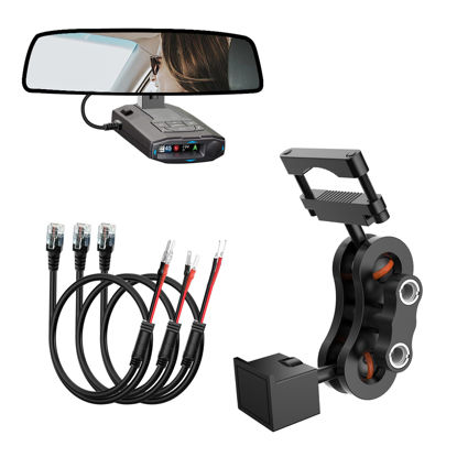 Picture of Radar Detector Mount,Rearview Mirror Rod Radar Mounting Bracket+Rearview Mirror Hard Wire Power Cord kit16,with Inline Fuse (for Radar Base with EZ Magnet Connection)