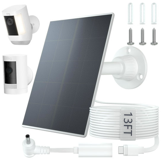 Picture of Solar Panel for Ring Camera, Solar Charger for Stick Up Cam Pro, Spotlight Cam Plus, Spotlight Cam Pro, Stick Up Cam 2nd and 3rd Generation, Stick Up Cam Solar 2nd and 3rd Gen, Spotlight Cam Battery