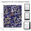 Picture of Embroidery Water Plants Sleeve Pouch for 6.8-7 Inch eBook/E-Reader/Kindle Paperwhite (Navy Blue)