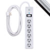 Picture of GE 6-Outlet Surge Protector, 20 Ft Extension Cord, Power Strip, 800 Joules, Flat Plug, Twist-to-Close Safety Covers, Protected Indicator Light, UL Listed, White, 50770