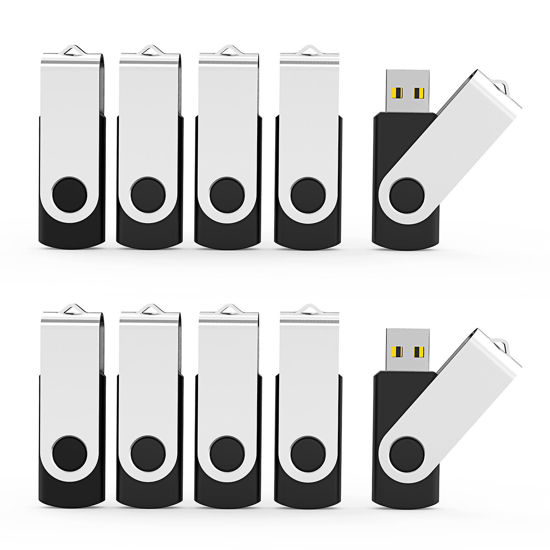 Picture of Aiibe 10 Pack 8GB USB Flash Drive Flash Drives USB 2.0 Thumb Drive Memory Stick Zip Drives Bulk (8GB, 10 Pack, Black)