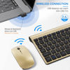 Picture of TopMate Wireless Keyboard and Mouse Ultra Slim Combo, 2.4G Silent Compact USB Mouse and Scissor Switch Keyboard Set with Cover, 2 AA and 2 AAA Batteries, for PC/Laptop/Windows/Mac - Gold Black