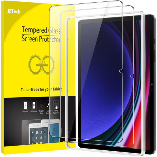 Picture of JETech Screen Protector for Samsung Galaxy Tab S9 11-Inch and Galaxy Tab S9 FE 10.9-Inch, with Easy Installation Frame, Tempered Glass Film, HD Clear, 2-Pack