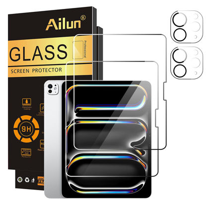 Picture of Ailun Screen Protector for iPad Pro 11 inch 2024 5th Generation 2 Pack + 2 Pack Camera Lens Protector,Tempered Glass 0.33mm,Face ID & Apple Pencil & Case Compatible [4 Pack]