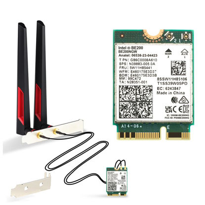 Picture of Teday BE200 Bluetooth 5.4 Wi-Fi 7 Card BE200NGW Desktop Kit 2.4/5/6 GHz 802.11BE 8774Mbps Wrieless Adapter for Windows 11 Desktop PC with Antennas Not Support AMD Motherboards