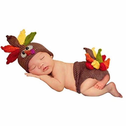 Picture of Christmas Halloween Newborn Photography Prop Baby Boy Girl Photo Outfits Turkey Hat Short Photo shoot Costume