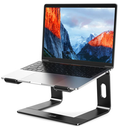 Picture of BESIGN LS03 Aluminum Laptop Stand, Ergonomic Detachable Computer Stand, Riser Holder Notebook Stand Compatible with Air, Pro, Dell, HP, Lenovo More 10-15.6" Laptops, Black