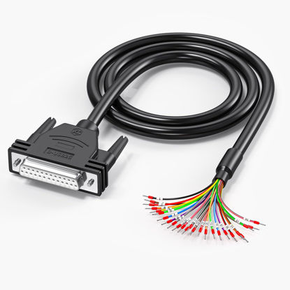 Picture of JUXINICE DB25 Female to Bare Wire with Cable Marker 3.3ft,D-SUB 25-Pin Connector RS232 Serial to Bare Wire Cable,25 Wire All Provided with Wiring Terminals -Black