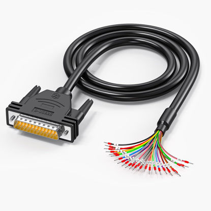 Picture of JUXINICE DB25 Male to Bare Wire with Cable Marker 3.3ft,D-SUB 25-Pin Connector RS232 Serial Cable,25 Wire All Provided with Wiring Terminals -Black